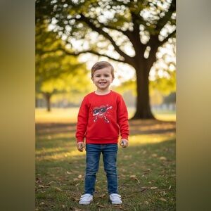 Kids Red Sweatshirt with Fun Heart Design